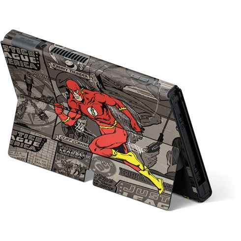 DC Comics The Flash Vintage Action pose pattern Nintendo Switch OLED (2021) Skin